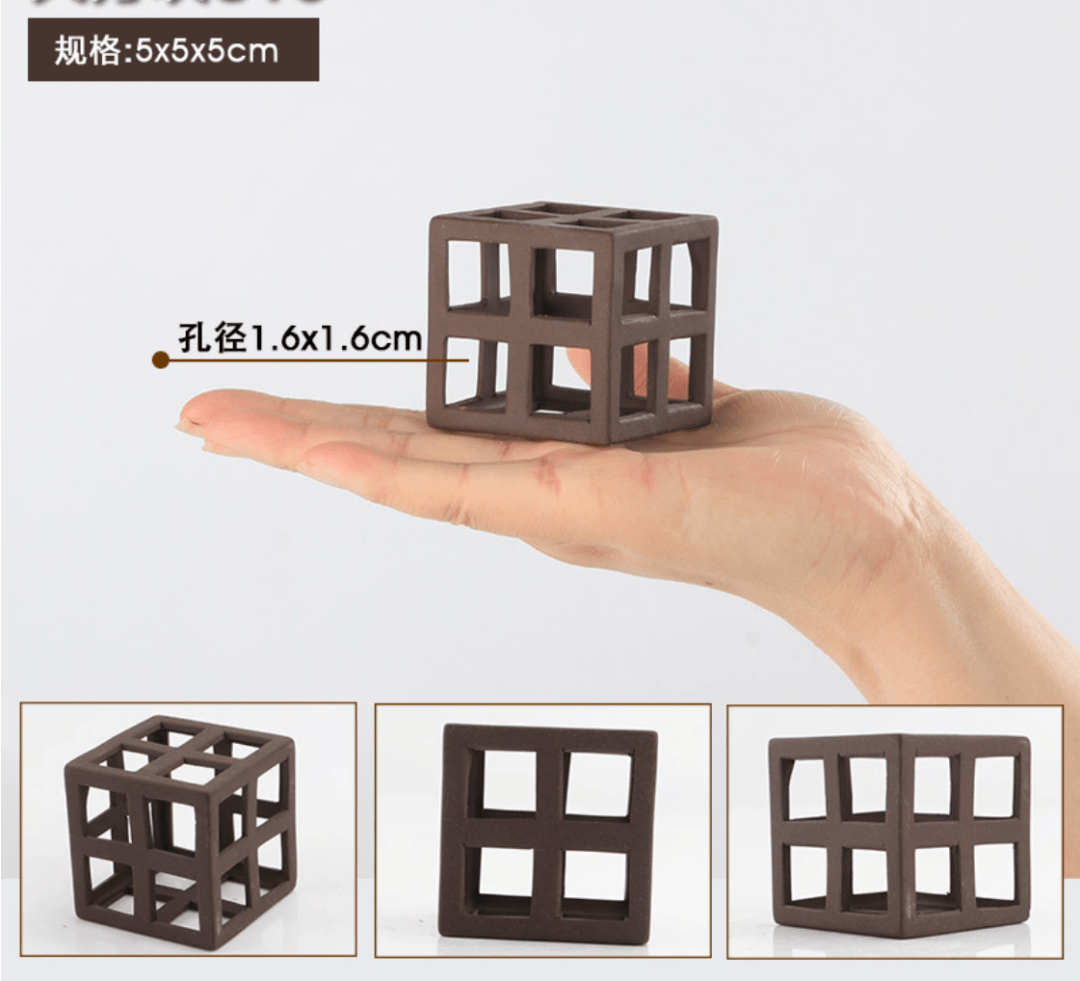 Ceramic Shelter - Rubik's Cube, Square Holes - Planted Aquaria