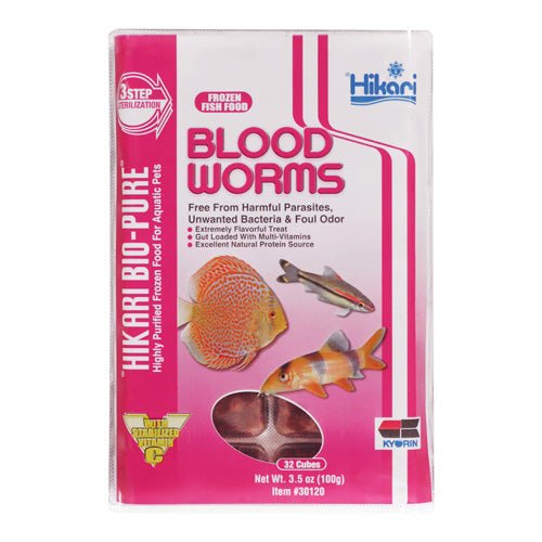 Hikari Bio - Pure Frozen Blood Worms 3.5oz Cubes - Planted Aquaria