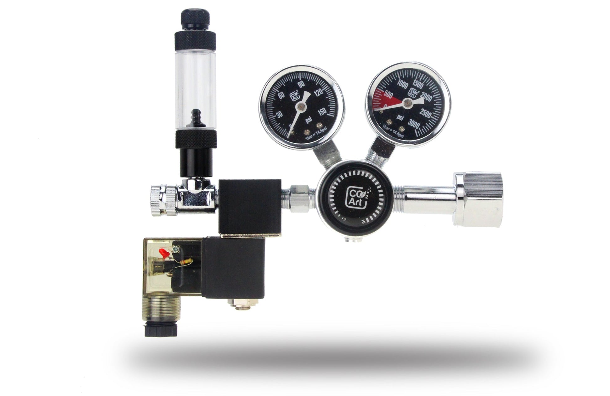 CO2Art PRO - SE Series CGA320 - Aquarium CO2 Dual Stage Regulator with Integrated Solenoid - Planted Aquaria
