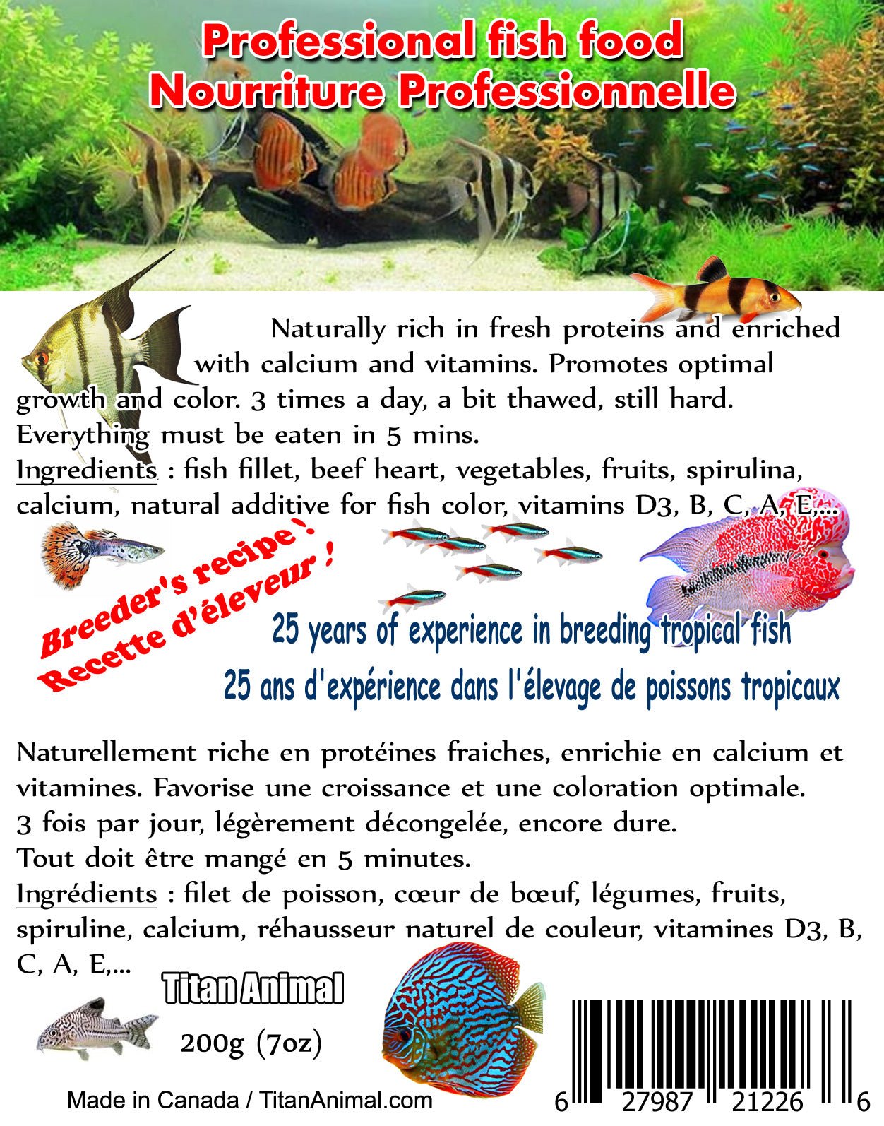 Titan Animal Frozen Food (Stendker Discus Food) - Planted Aquaria